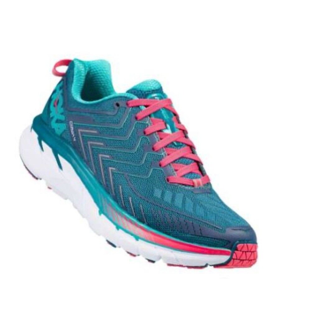 HOKA CLIFTON 4 Women's SZ 11 Running Shoes Blue Coral/Ceramic Pink